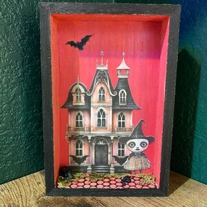 Spooky Shadow Box with Haunted House and Witch